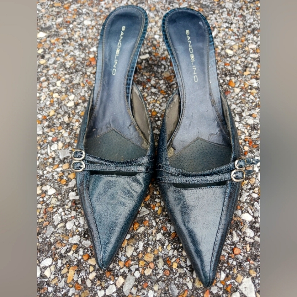 Navy Low Heel Step-In Shoes